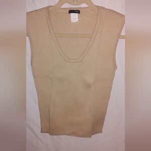 Women's Tan Sleeveless Top 100% Cotton